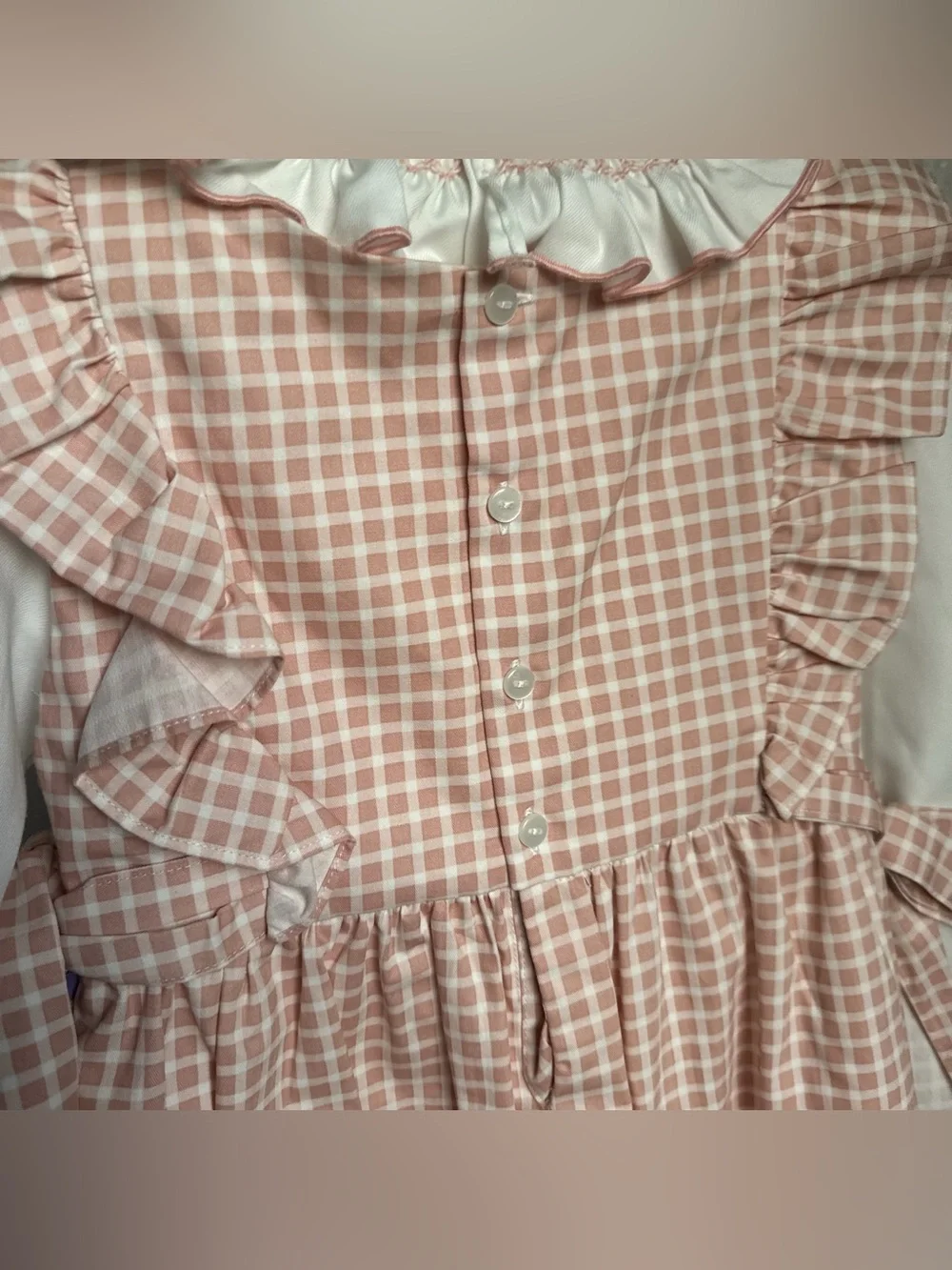 NWT Edgehill Collection Baby Girls Long Sleeve Check Side-Bow Dress Sz 6